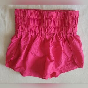 Zenana Outfitters Sz Small Hot Pink High-Waist Smocked Athletic Shorts